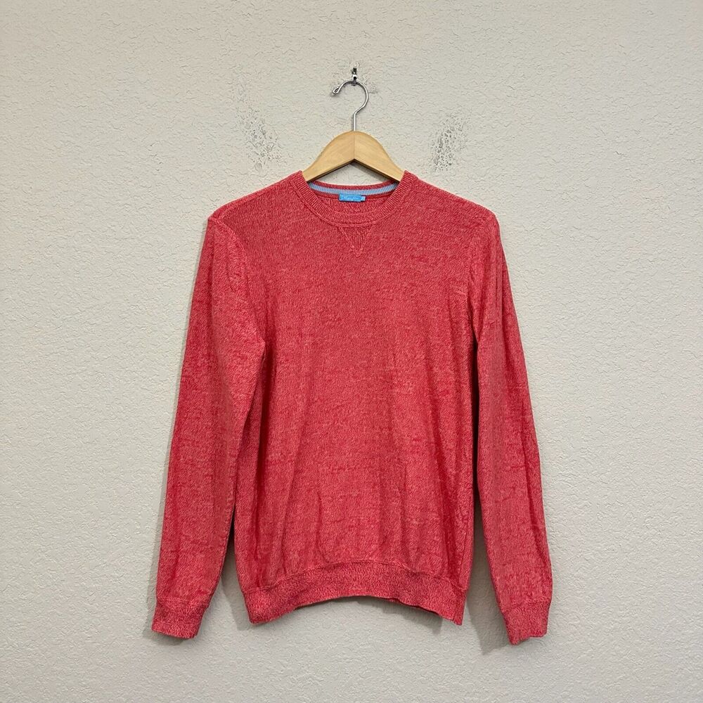J. McLaughlin Men's Luke Crew Neck Sweater Pullover in Heather Red